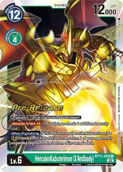 HerculesKabuterimon X Antibody BT11-058 R Dimensional Phase Pre-Release Cards Digimon card