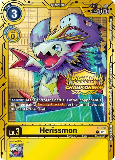 Herissmon Championship 2023 Gold Card Set P-068 P Digimon Promotion Cards Digimon card