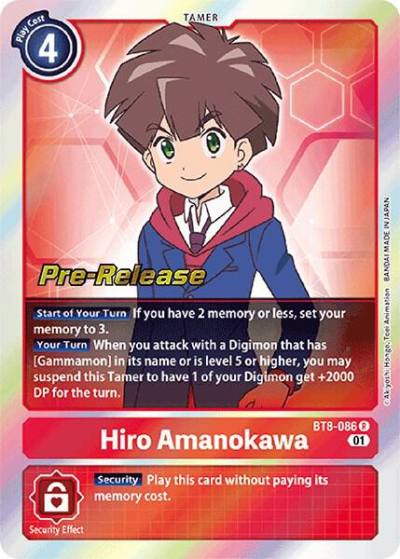 Hiro Amanokawa BT8-086 R New Awakening Pre-Release Cards Digimon card