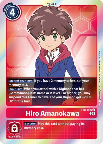 Hiro Amanokawa BT8-086 R New Awakening Digimon card