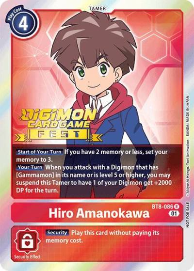 Hiro Amanokawa Digimon Card Game Fest 2022 BT8-086 R New Awakening Digimon card