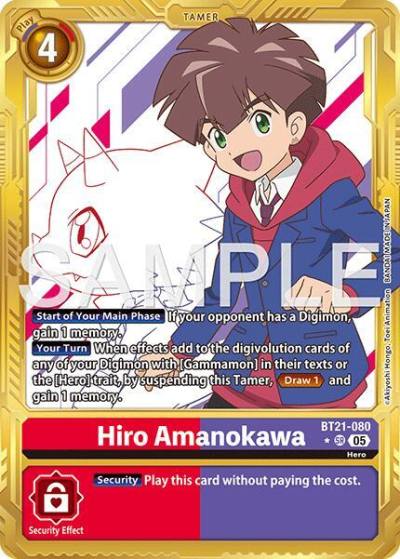 Hiro Amanokawa Gold Border BT21-080 SR Advanced Booster Digimon Generation Digimon card