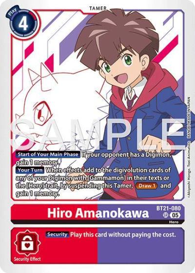 Hiro Amanokawa Reprint BT21-080 SR Advanced Booster Digimon Generation Digimon card