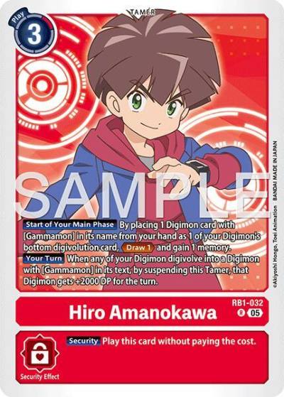 Hiro Amanokawa Reprint RB1-032 R Advanced Booster Digimon Generation Digimon card