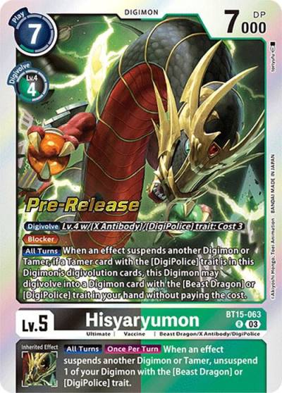 Hisyaryumon BT15-063 R Exceed Apocalypse Pre-Release Cards Digimon card