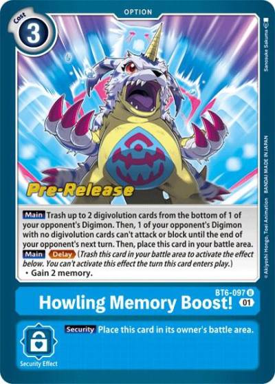 Howling Memory Boost BT6-097 U Double Diamond Pre-Release Cards Digimon card
