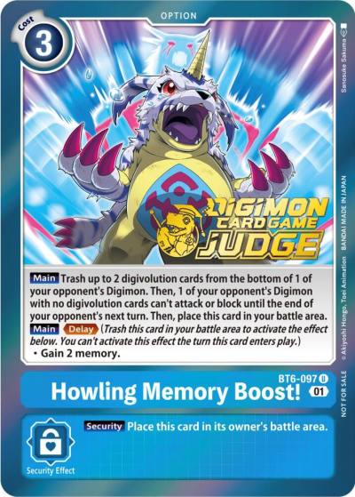 Howling Memory Boost Judge Pack 3 BT6-097 U Double Diamond Digimon card