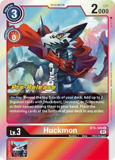 Huckmon BT6-009 R Double Diamond Pre-Release Cards Digimon card