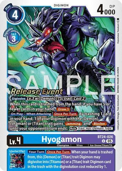 Hyogamon BT24-026 U Time Stranger Release Event Cards Digimon card