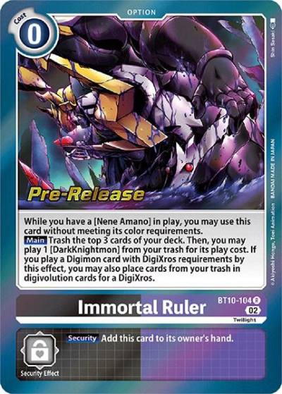 Immortal Ruler BT10-104 R Xros Encounter Pre-Release Cards Digimon card