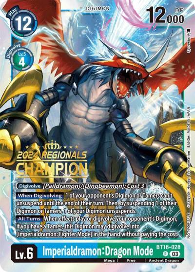 Imperialdramon Dragon Mode 2024 Regionals Champion BT16-028 R Beginning Observer Digimon card