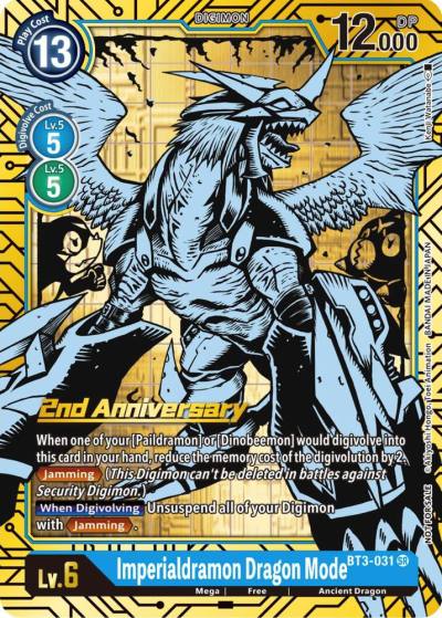 Imperialdramon Dragon Mode 2nd Anniversary Card Set BT3-031 SR Release Special Booster 1.0 Digimon card