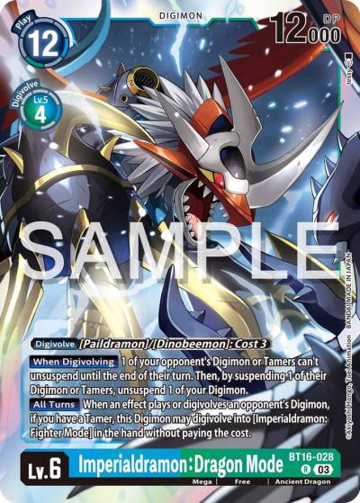 Imperialdramon Dragon Mode BT16-028 R Beginning Observer Digimon card