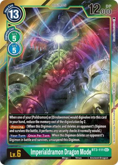 Imperialdramon Dragon Mode Secret Rare Alternate Art BT3-111 SEC Release Special Booster 1.5 Digimon card