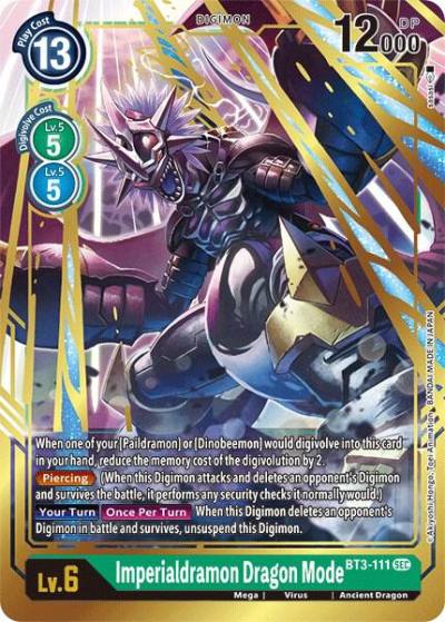 Imperialdramon Dragon Mode Secret Rare BT3-111 SEC Release Special Booster 1.5 Digimon card