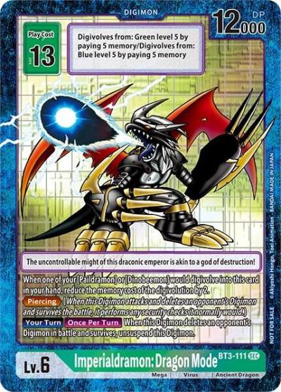 Imperialdramon Dragon Mode Secret Rare BT3-111 SEC Revision Pack Cards Digimon card