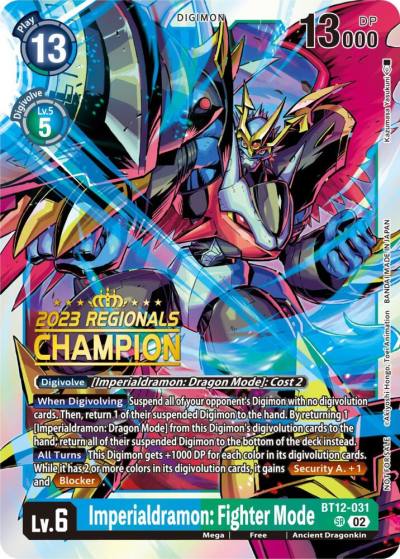Imperialdramon Fighter Mode 2023 Regionals Champion BT12-031 SR Across Time Digimon card
