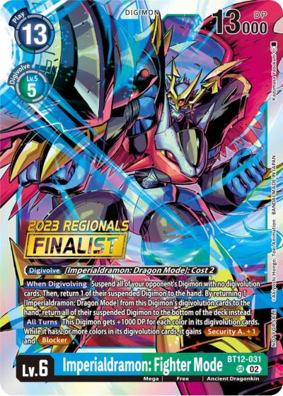 Imperialdramon Fighter Mode 2023 Regionals Finalist BT12-031 SR Across Time Digimon card