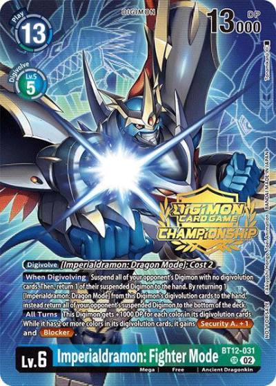 Imperialdramon Fighter Mode Championship 2024 Gold Stamp Card Set BT12-031 SR Across Time Digimon card
