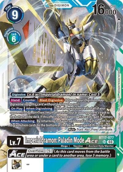 Imperialdramon Paladin Mode ACE BT17-077 SR Secret Crisis Digimon card