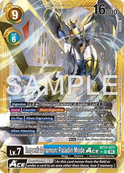 Imperialdramon: Paladin Mode ACE Gold Border BT17-077 SR Advanced Booster Digimon Generation Digimon card