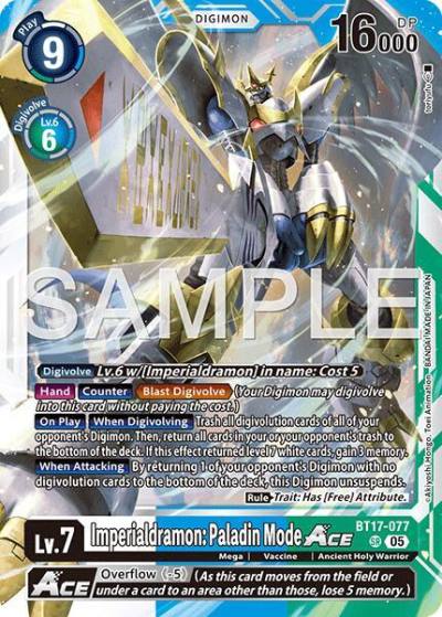 Imperialdramon: Paladin Mode ACE Reprint BT17-077 SR Advanced Booster Digimon Generation Digimon card