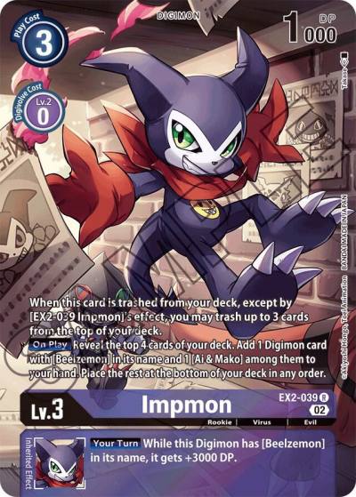 Impmon Alternate Art EX2-039 R Starter Deck 14: Beelzemon Advanced Deck Set Digimon card