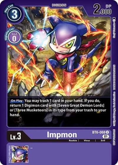 Impmon April 2023 Beelzemon Special BT6-068 U Starter Deck 14: Beelzemon Advanced Deck Set Pre-Release Cards Digimon card