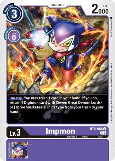 Impmon BT6-068 U Double Diamond Digimon card