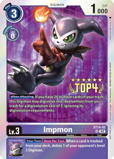 Impmon Digimon 3 On 3 Top 4 ST14-02 SR Starter Deck 14: Beelzemon Advanced Deck Set Digimon card