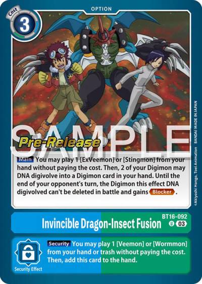 Invincible Dragon Insect Fusion BT16-092 U Beginning Observer Pre-Release Cards Digimon card