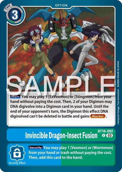 Invincible Dragon Insect Fusion BT16-092 U Beginning Observer Digimon card