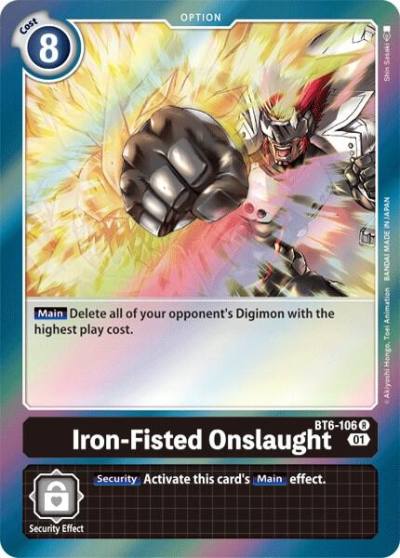 Iron Fisted Onslaught BT6-106 R Double Diamond Digimon card