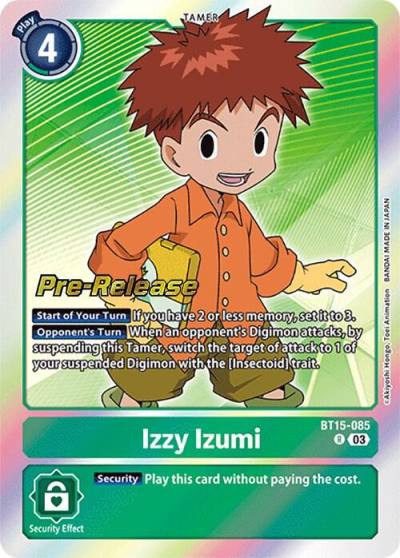 Izzy Izumi BT15-085 R Exceed Apocalypse Pre-Release Cards Digimon card