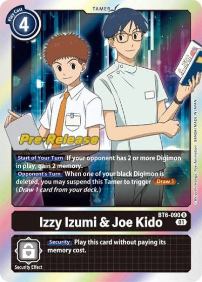 Izzy Izumi and Joe Kido BT6-090 R Double Diamond Pre-Release Cards Digimon card