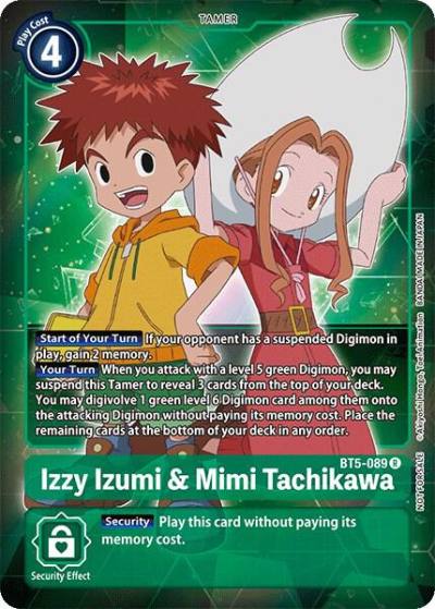 Izzy Izumi and Mimi Tachikawa Box Topper BT5-089 R Battle of Omni Digimon card