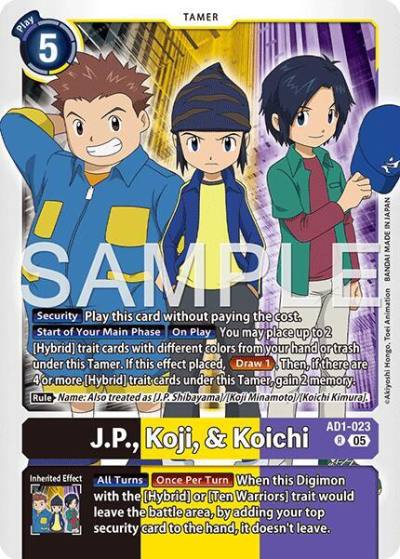 JP, Koji, & Koichi AD1-023 R Advanced Booster Digimon Generation Digimon card