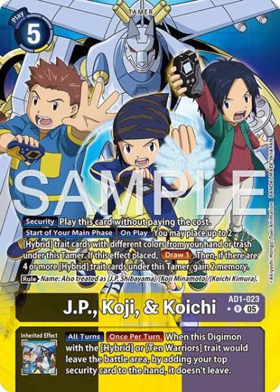 JP, Koji, & Koichi Alternate Art AD1-023 R Advanced Booster Digimon Generation Digimon card