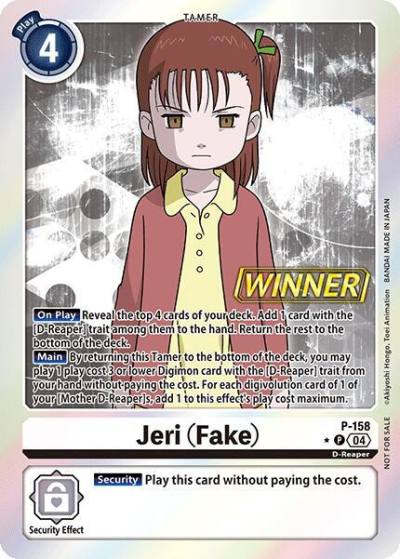 Jeri Fake Store Tournament 2024 Oct Dec Winner Pack P-158 P Digimon Promotion Cards Digimon card