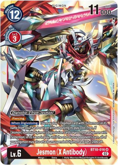Jesmon X Antibody BT10-016 SR Xros Encounter Digimon card