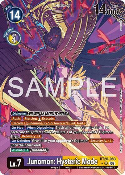 Junomon: Hysteric Mode Alternate Art BT26-083 SR Timeless Bonds Digimon card
