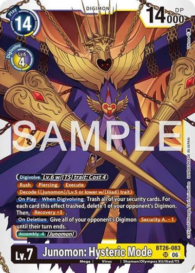 Junomon: Hysteric Mode BT26-083 SR Timeless Bonds Digimon card