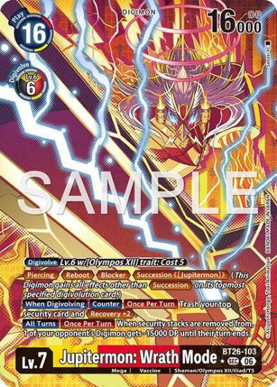 Jupitermon: Wrath Mode Alternate Art BT26-103 SEC Timeless Bonds Digimon card