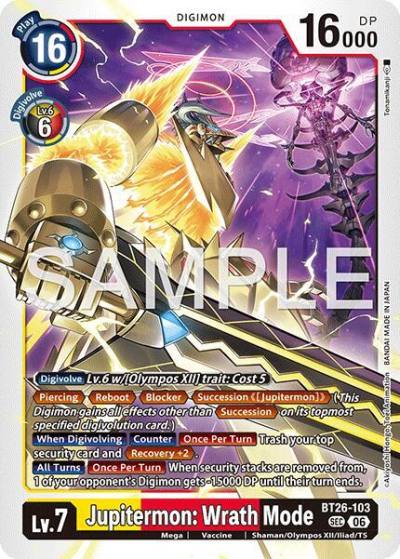 Jupitermon: Wrath Mode BT26-103 SEC Timeless Bonds Digimon card