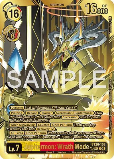Jupitermon: Wrath Mode Rare Pull BT26-103 SEC Timeless Bonds Digimon card