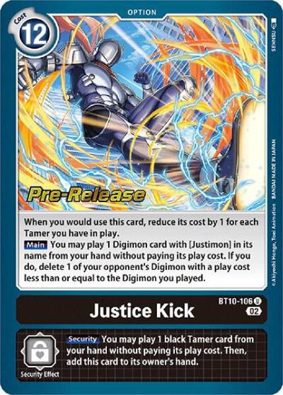 Justice Kick BT10-106 U Xros Encounter Pre-Release Cards Digimon card