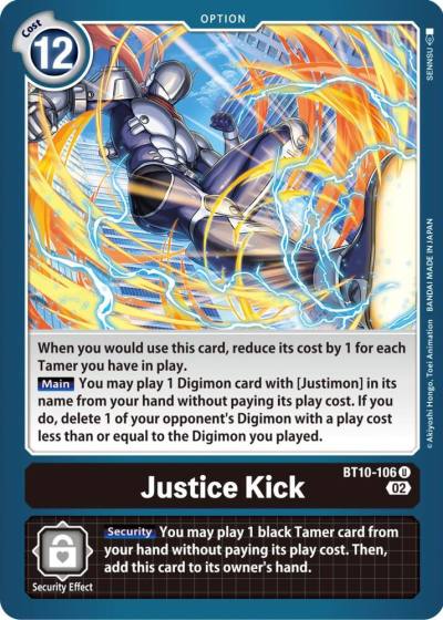 Justice Kick BT10-106 U Xros Encounter Digimon card