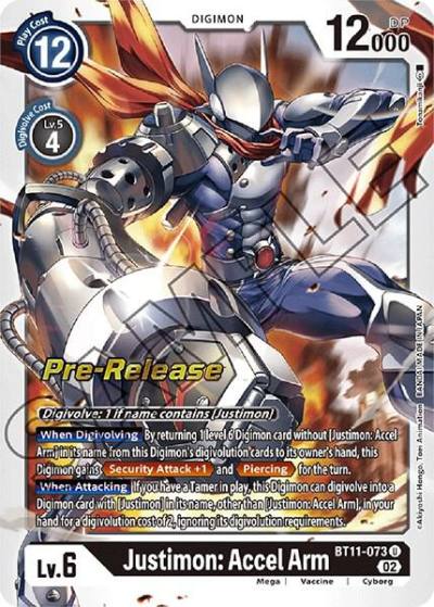 Justimon Accel Arm BT11-073 U Dimensional Phase Pre-Release Cards Digimon card