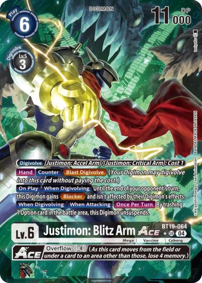 Justimon Blitz Arm ACE Alternate Art BT19-064 SR Release Special Booster 2.5 Digimon card