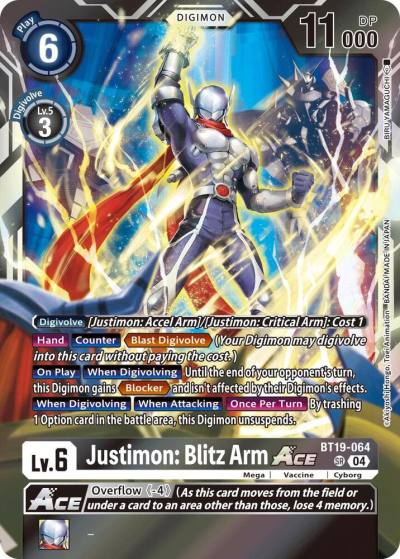 Justimon Blitz Arm ACE BT19-064 SR Release Special Booster 2.5 Digimon card
